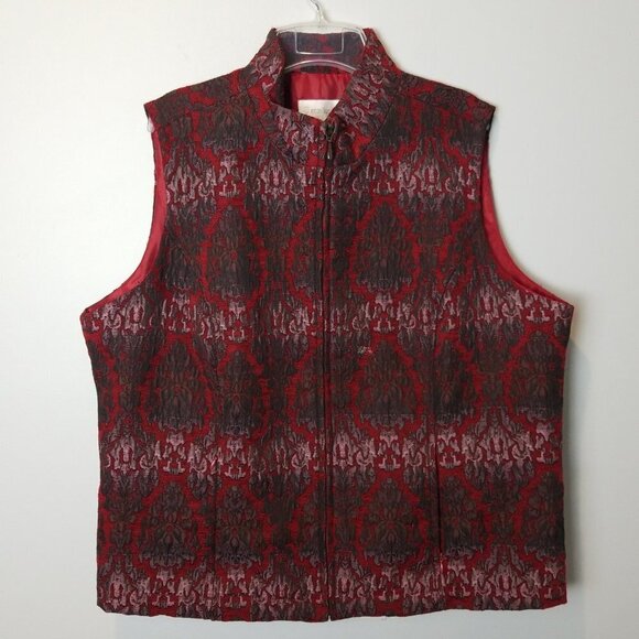 Erin London Medallion Red & Gray Vest 1X - Picture 5 of 8